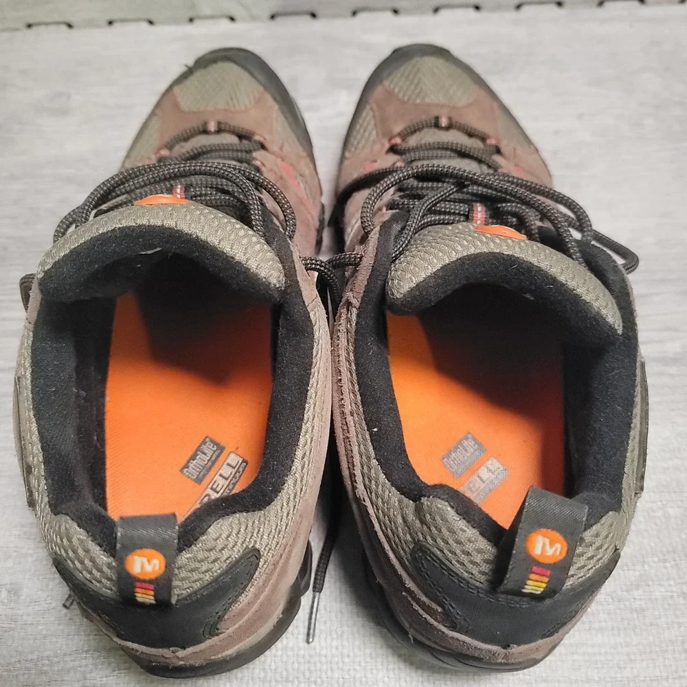 Merrell Moab Waterproof Hiking Shoes Mens 12 Espresso Brown Suede Vibram Trail